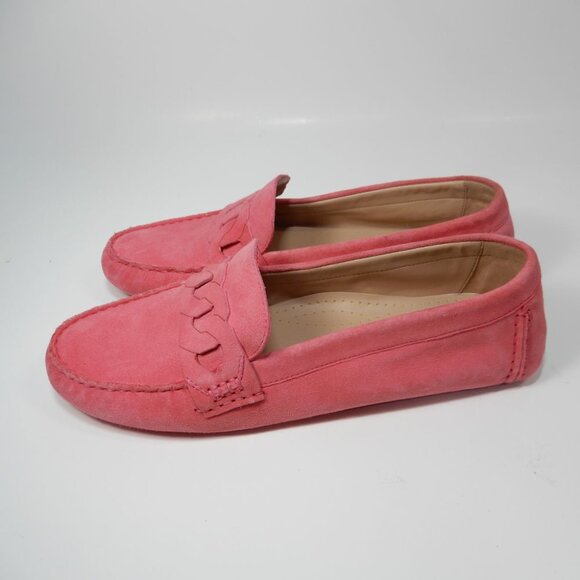 Cole Haan Evelyn Driver Loafer Slip on Flats Size 8 Rose Pink Suede Chain NEW - Picture 4 of 10